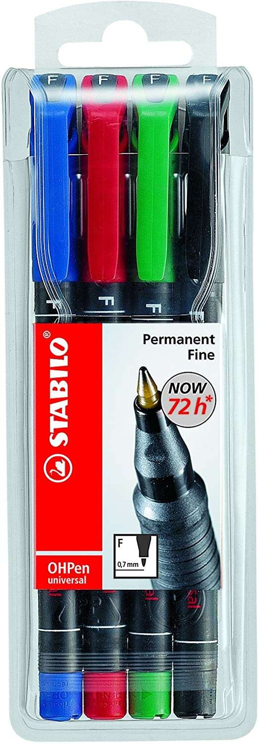 Stabilo OHPen Rotuladores Permanentes - Punta Fina - Trazo de 0.7mm - Agarre Antideslizant