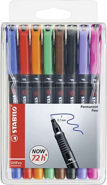 Stabilo OHPen Rotuladores Permanentes - Punta Fina - Trazo de 0.7mm - Agarre Antideslizant