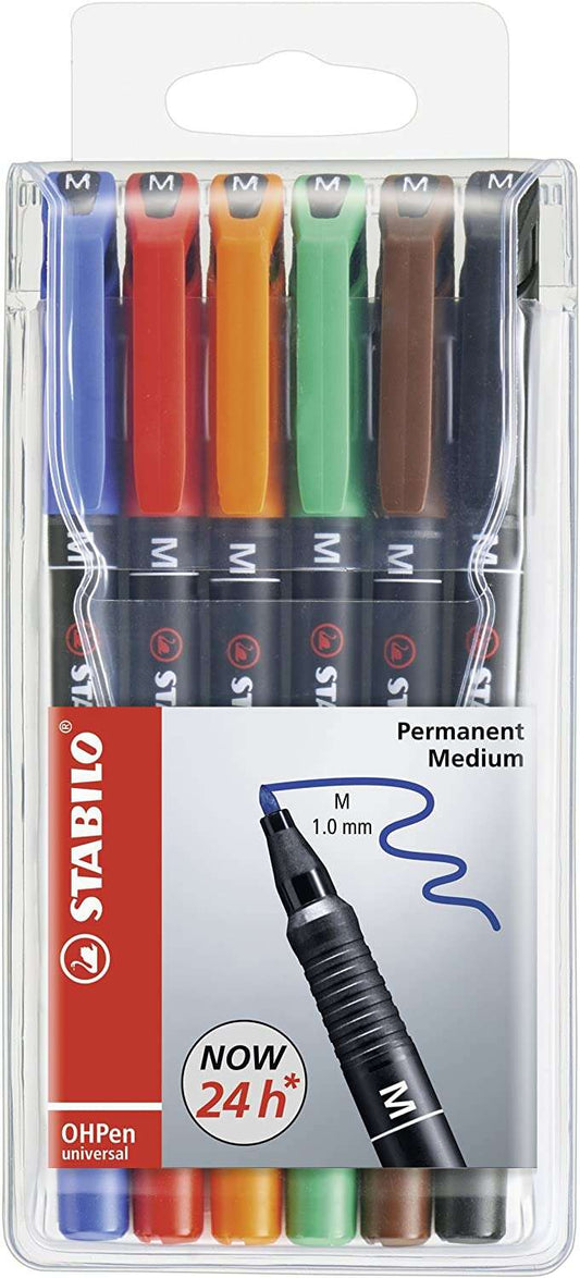 Stabilo OHPen Rotuladores Permanentes - Punta Media - Trazo de 1mm - Agarre Antideslizante