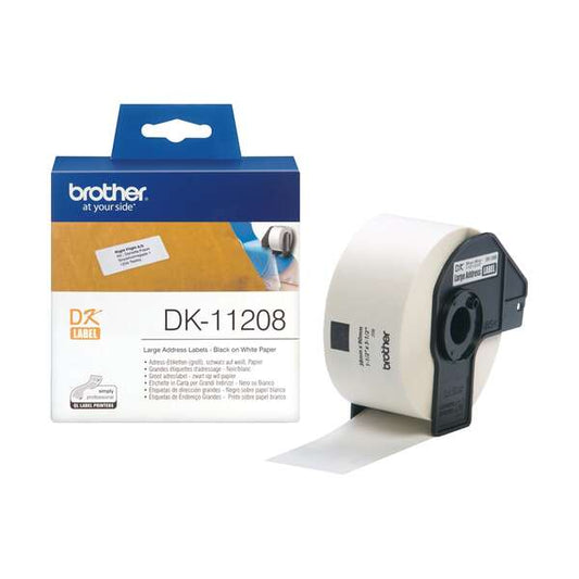 Etiquetas Brother DK11208 originales — 400 uds / 38x90 mm