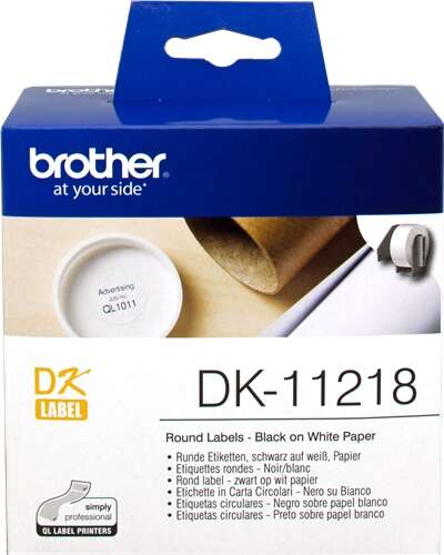 Etiquetas Brother DK11218 originales — 1000 uds / Circulares Ø 24 mm