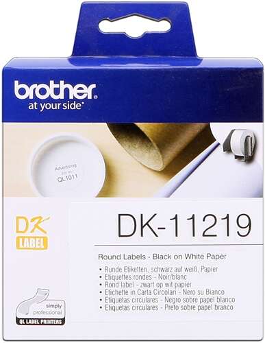 Etiquetas Brother DK11219 originales — 1200 uds / Circulares Ø 12 mm