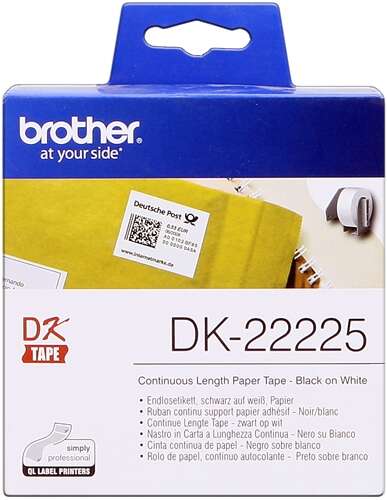 Etiquetas Brother DK22225 originales — Ancho 38mm / 30,48 metros