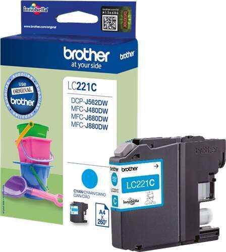 Brother LC221 Cyan Cartucho de Tinta Original - LC221CBP - Prinkweb