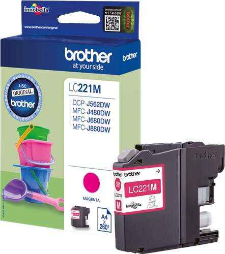 Brother LC221 Magenta Cartucho de Tinta Original - LC221MBP - Prinkweb