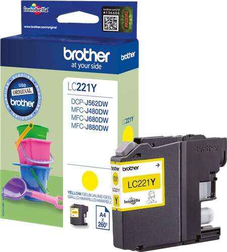 Brother LC221 Amarillo Cartucho de Tinta Original - LC221YBP - Prinkweb