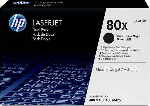 HP CF280X Negro Pack de 2 Cartuchos de Toner Originales - 80X - Prinkweb
