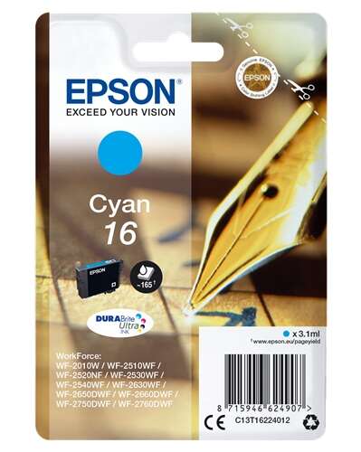 Epson T1622 Cyan Cartucho de Tinta Original - C13T16224012 - Prinkweb