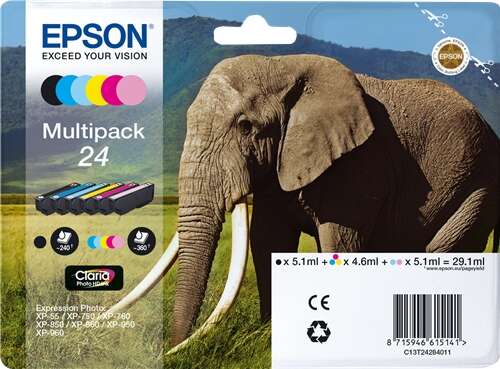 Epson T2428 (24) Pack de 6 Cartuchos de Tinta Originales - C13T24284011 - Prinkweb