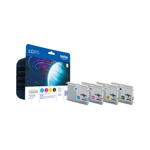 Brother LC970 Pack de 4 Cartuchos de Tinta Originales - LC970VALBP - Prinkweb