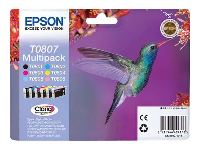 Epson T0807 Pack de 6 Cartuchos de Tinta Originales - C13T08074011 - Prinkweb