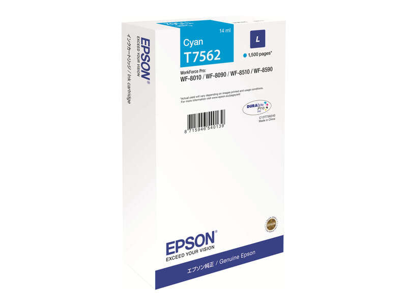 Epson T7562 Cyan Cartucho de Tinta Original - C13T756240/C13T75624N - Prinkweb