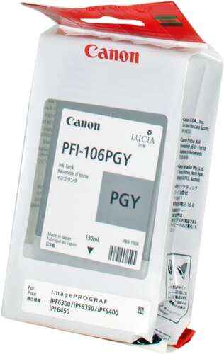 Canon PFI106 Gris Photo Cartucho de Tinta Original - PFI106PGY/6631B001 - Prinkweb