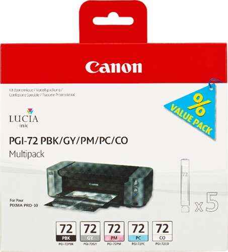 Canon PGI72 Pack de 5 Cartuchos de Tinta Originales - Negro Photo, Gris, Magenta Photo, Cyan Photo, Optimizador - 6403B007 - Prinkweb