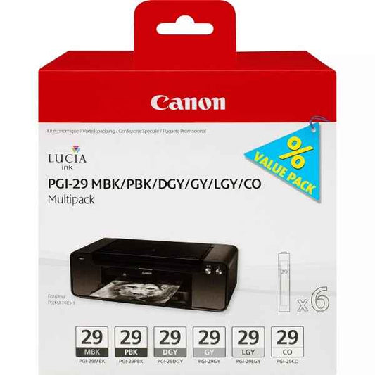 Canon PGI29 Pack de 6 Cartuchos de Tinta Originales - 4868B018 - Prinkweb