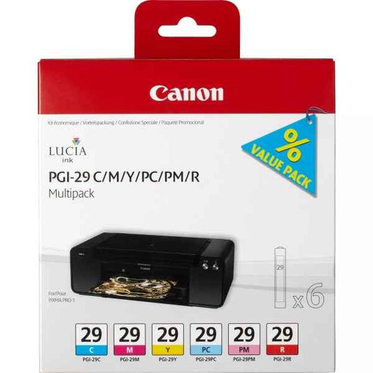 Canon PGI29 Pack de 6 Cartuchos de Tinta Originales - 4873B005 - Prinkweb
