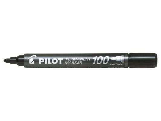 Marqueur permanent Pilot 100 - Pointe ogive de 4,5 mm - Largeur de trait de 1 mm - Noir