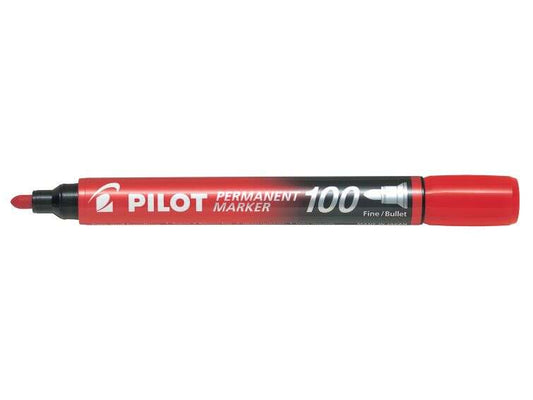 Marqueur permanent Pilot 100 - Pointe ogive 4,5 mm - Largeur de trait 1 mm - Rouge
