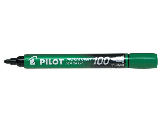 Marqueur permanent Pilot 100 - Pointe ogive de 4,5 mm - Largeur de trait de 1 mm - Vert