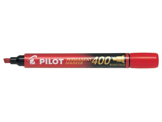 Marqueur permanent Pilot 400 - Pointe biseautée 4,5 mm - Largeur de trait 4 mm - Rouge