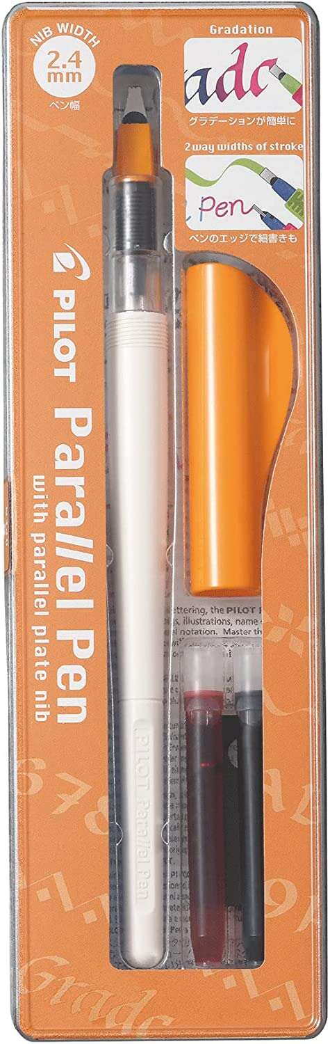 Stylo plume Pilot Parallel Pen, pack 2,4 mm - Plume en acier - Largeur de trait 2,4 mm - 2 recharges
