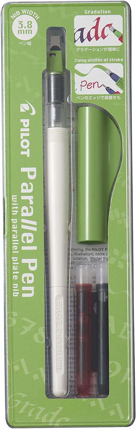 Stylo plume Pilot Parallel Pen, pack 3,8 mm - Plume en acier - Largeur de trait 3,8 mm - 2 recharges