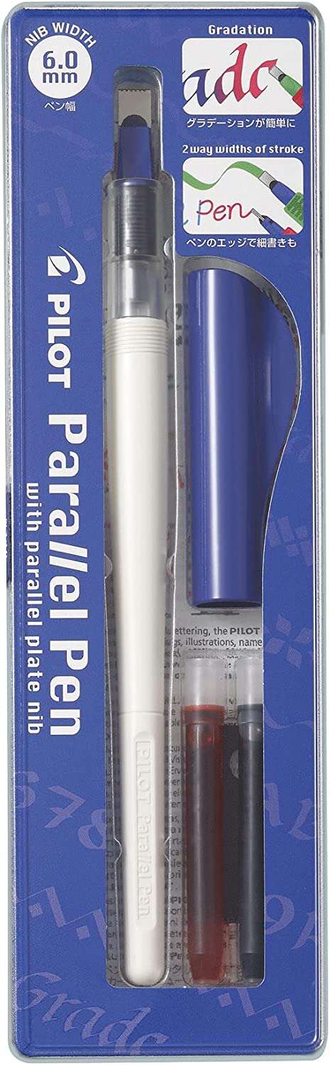 Stylo plume Pilot Parallel Pen, pack 6,0 mm - Plume en acier - Largeur de trait 6,0 mm - 2 recharges