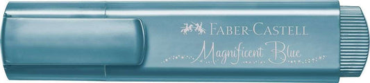 Faber-Castell Textliner 46 Metallic Marcador Fluorescente - Punta Biselada - Trazo entre 1mm y 5mm - Tinta con Base de Agua - Color Azul Metalico - Prinkweb