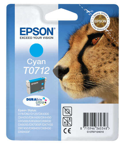 Epson T0712 Cyan Cartucho de Tinta Original - C13T07124012 - Prinkweb