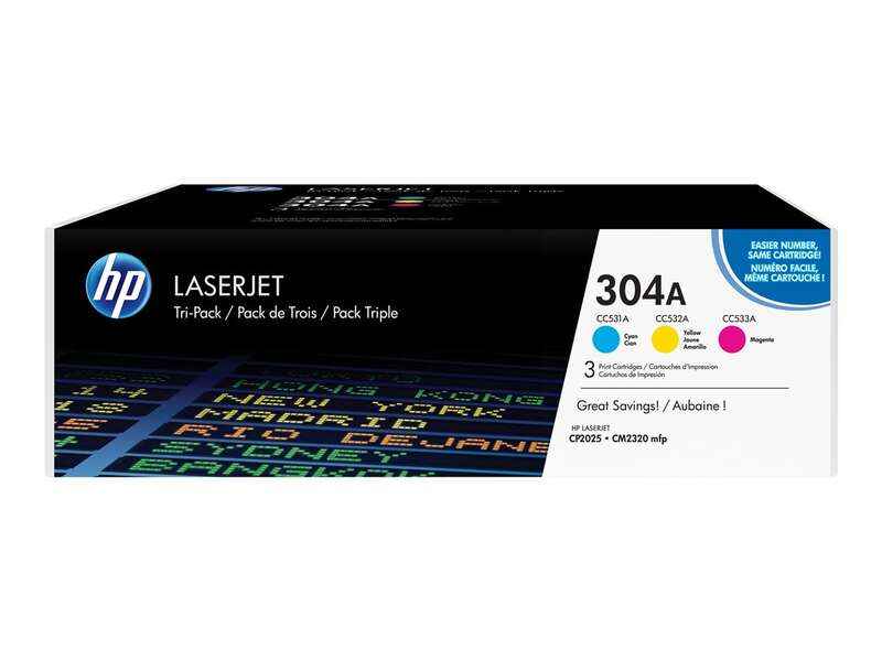 HP CC531A/CC532A/CC533A Pack de 3 Cartuchos de Toner Originales - 304A - Prinkweb
