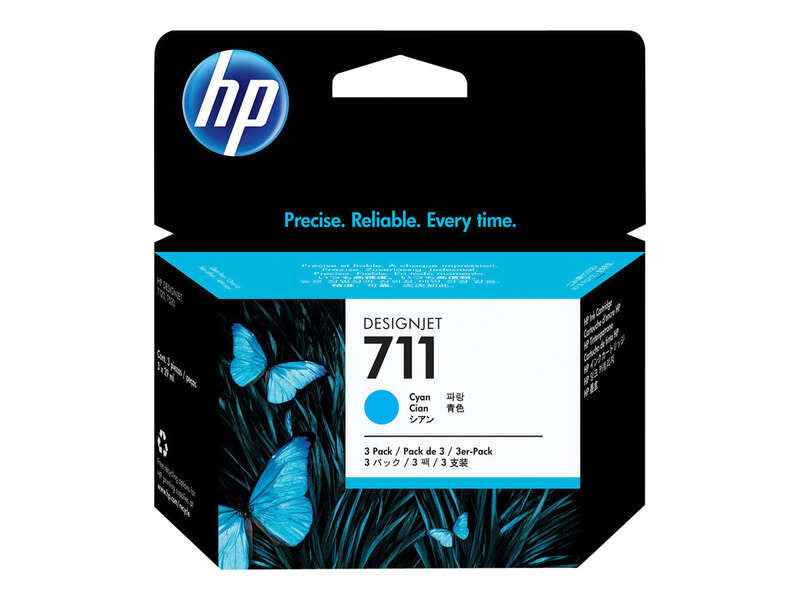 HP 711 Cyan Pack de 3 Cartuchos de Tinta Originales - CZ134A - Prinkweb