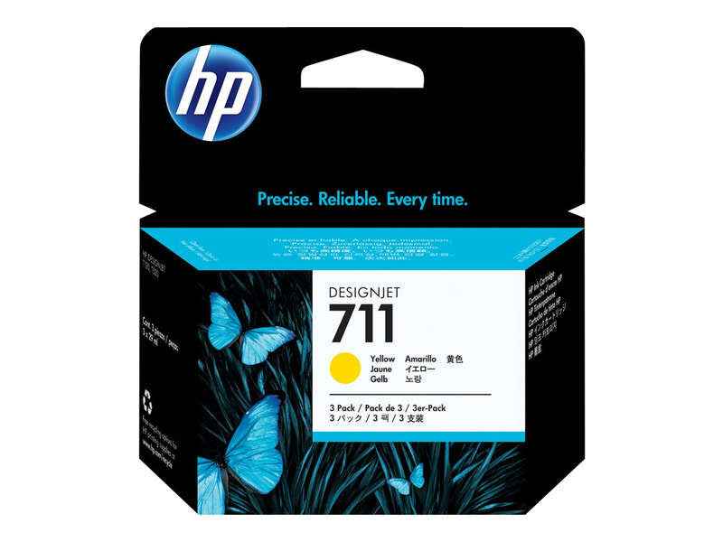 HP 711 Amarillo Pack de 3 Cartuchos de Tinta Originales - CZ136A - Prinkweb