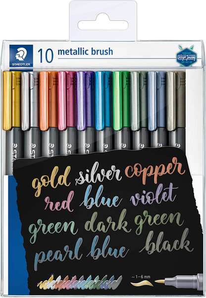 Staedtler Rotuladores Permanentes - Punta Pincel - Trazo 1-2mm Aprox - Capuchon con Clip