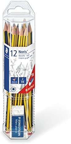 Staedtler Noris 120 Lapices de Grafito Hexagonales + Goma de Borrar - Mina HB Ultrarresis