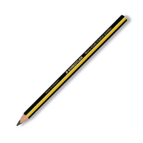 Crayon graphite triangulaire jumbo Staedtler Noris 119 - Mine HB2 ultra-résistante de 4 mm - Corps en bois
