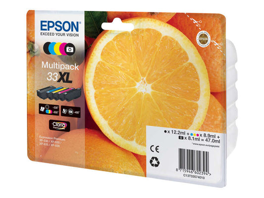 Epson T3357 (33XL) Pack de 5 Cartuchos de Tinta Originales - C13T33574011 - Prinkweb