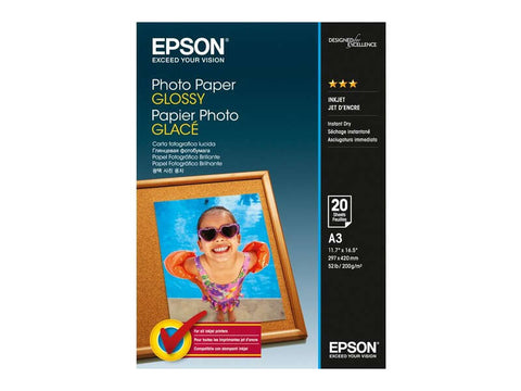Papel fotográfico Epson A3 brilhante, 20 folhas - 297 x 420 mm - 200 g/m²