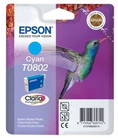Epson T0802 Cyan Cartucho de Tinta Original - C13T08024011 - Prinkweb