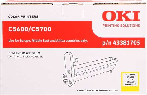OKI C5600/C5700 Amarillo Tambor de Imagen Original - 43381705 (Drum) - Prinkweb