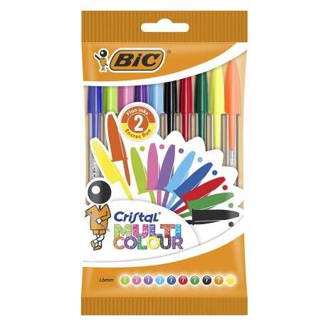Bic Cristal Multicolour Boligrafos de Bola - Punta Redonda de 1.6mm - Trazo 0.42mm - Tint