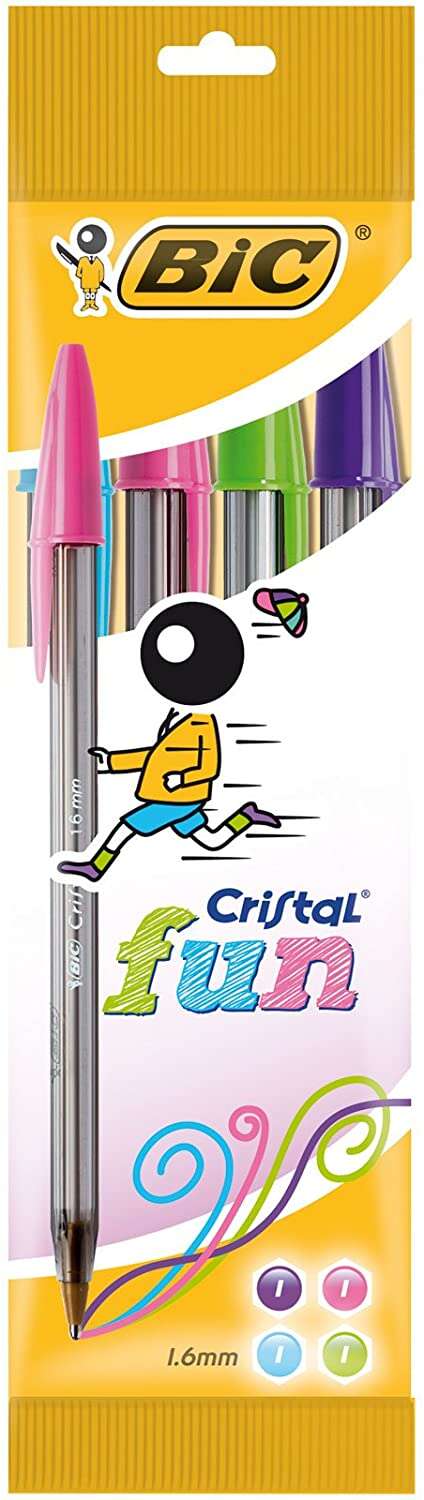 Bic Cristal Fun Boligrafos de Bola - Punta Redonda de 1.6mm - Trazo 0.42mm - Tinta con Bas