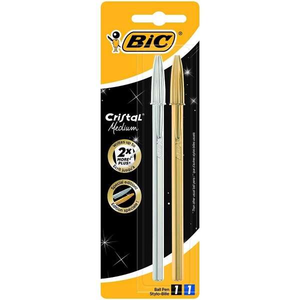 Bic Cristal Shine Boligrafos de Bola - Punta Media de 1.0mm - Tinta con Base de Aceite - C
