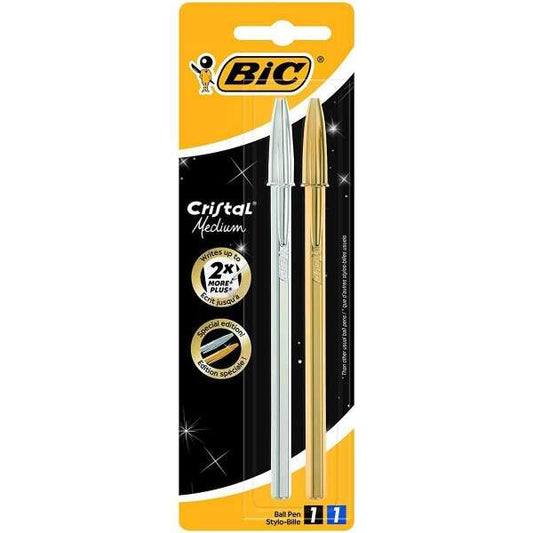 Bic Cristal Shine Boligrafos de Bola - Punta Media de 1.0mm - Tinta con Base de Aceite - C