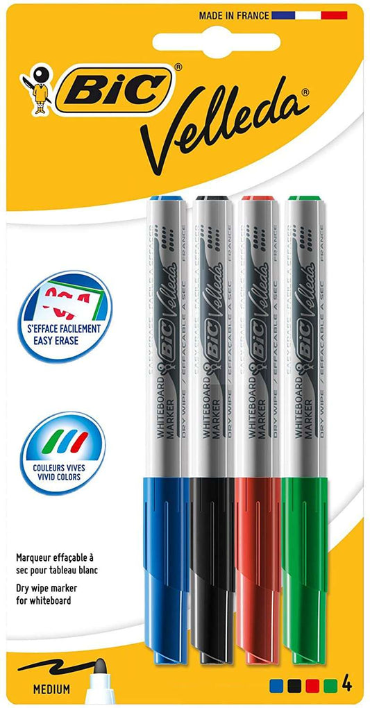 Bic Velleda 1741 Rotuladores para Pizarra - Punta Media - Trazo de 1.4mm - Borrado Optimo