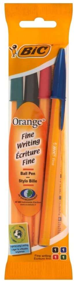 Bic Orange Original Fine Boligrafos de Bola - Punta Redonda de 0.8mm - Trazo de 0.3mm - Ti