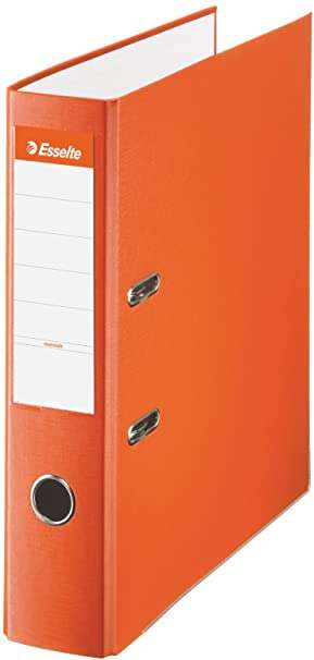 Esselte Archivador de Palanca - Formato Folio - Lomo 75mm - Capacidad para 500 Hojas - Color Naranja - Cantidad: 10
