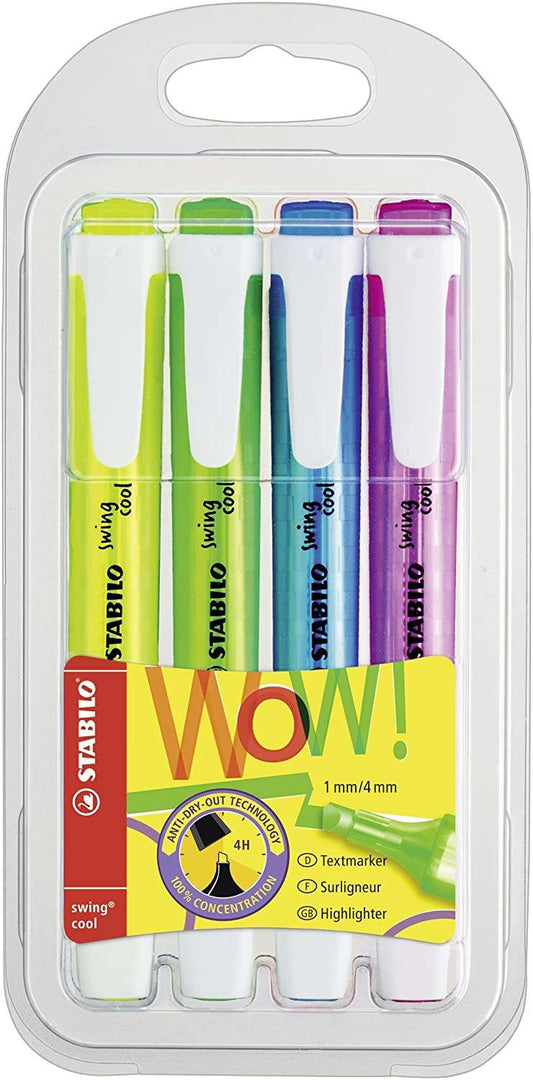 Stabilo Swing Cool Marcadores Fluorescentes - Cuerpo Plano - Punta Biselada - Trazo entre