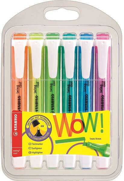 Stabilo Swing Cool Marcadores Fluorescentes - Cuerpo Plano - Punta Biselada - Trazo entre