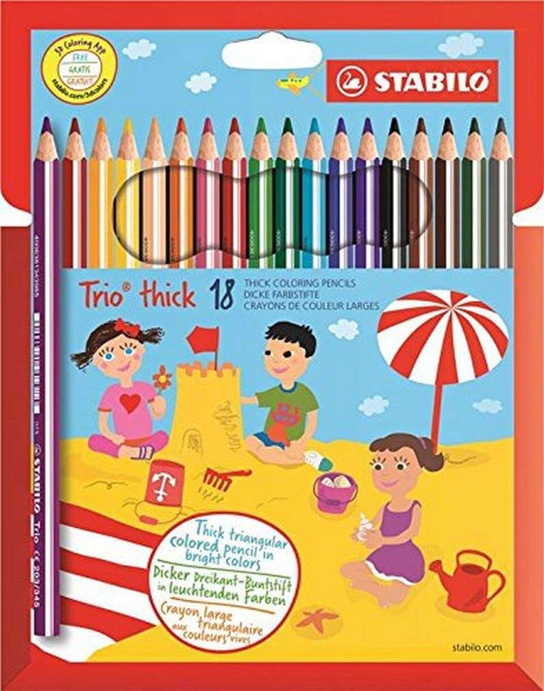 Stabilo Trio Thick Lapices de Colores - Mina de 4.2mm - Forma Triangular - Colores Surtid