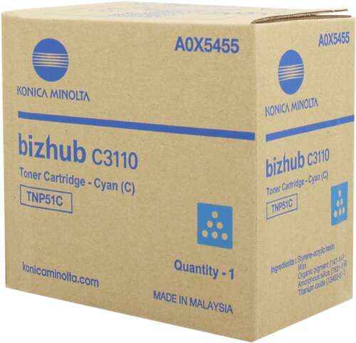 Konica Minolta TNP51 Cyan Cartucho de Toner Original - TNP51C/A0X5455 - Prinkweb